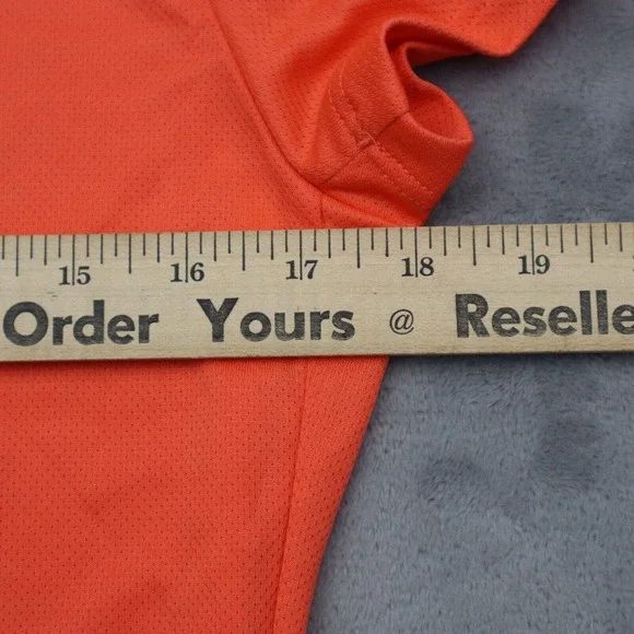 Adidas Shirt Womens M Orange Short Sleeve Crew Neck Logo Pullover Running Top - Picture 5 of 16